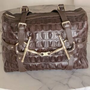 Dark brown large speedy shape Boston Bag